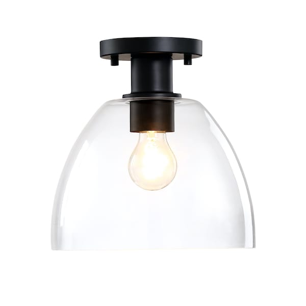 Designers Fountain Indigo 10 in. 1-Light Matte Black Modern Semi Flush Mount with Clear Glass Shade for Bedrooms D312M-SF-MB - main